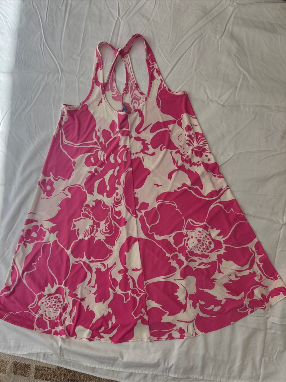 Tori Richard Pink and Cream Floral Racerback Midi Dress